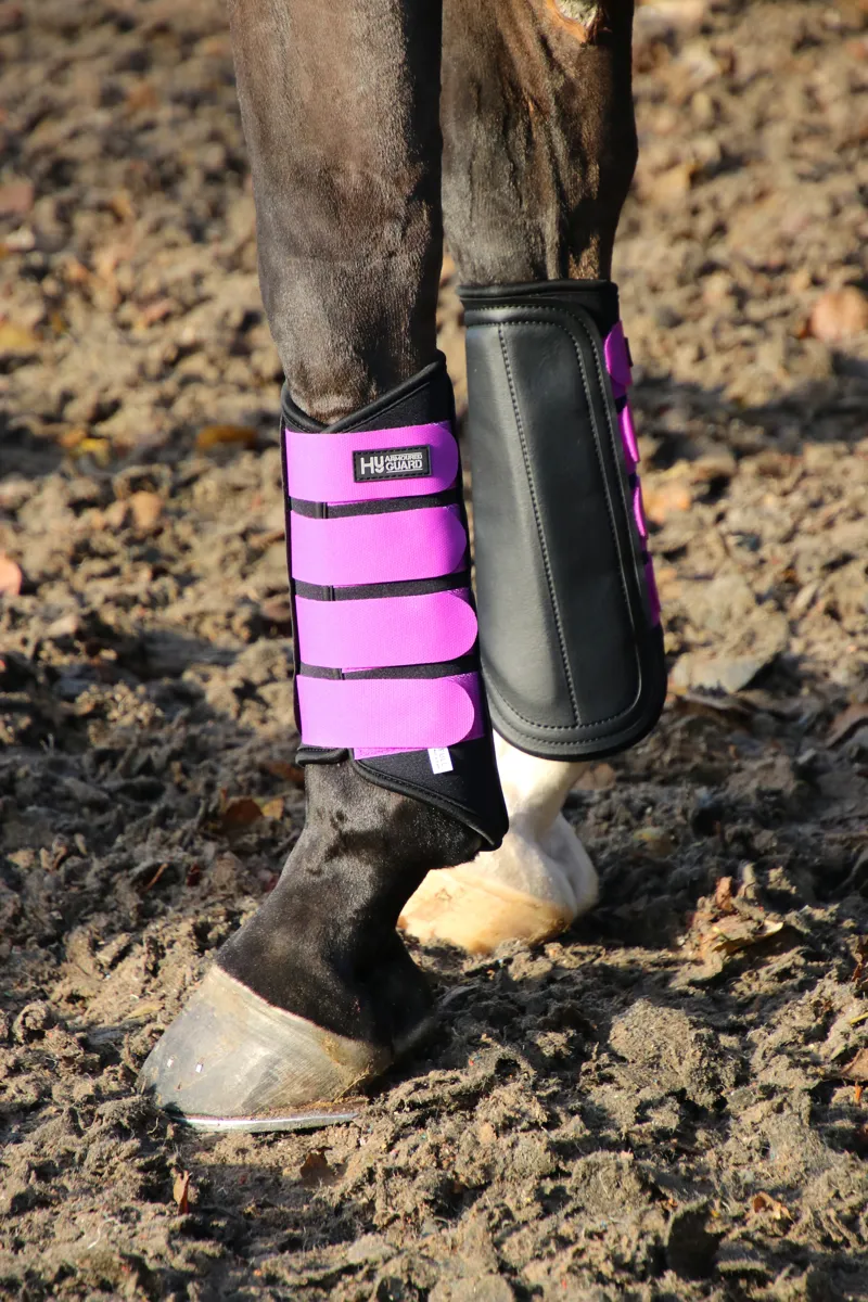 Hy Armoured Guard Neoprene Brushing Boots - Black/Grape Royal-1